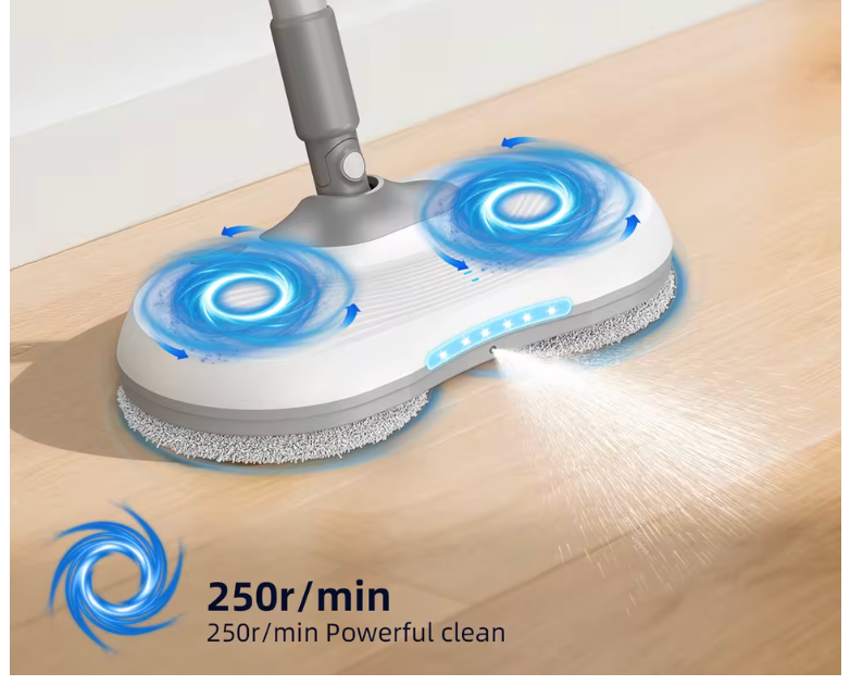 Elektrische Dweil Mop met Zelfreinigende Emmer – Dubbele Rotatie Pads – LED Spray – Draadloos & Oplaadbaar